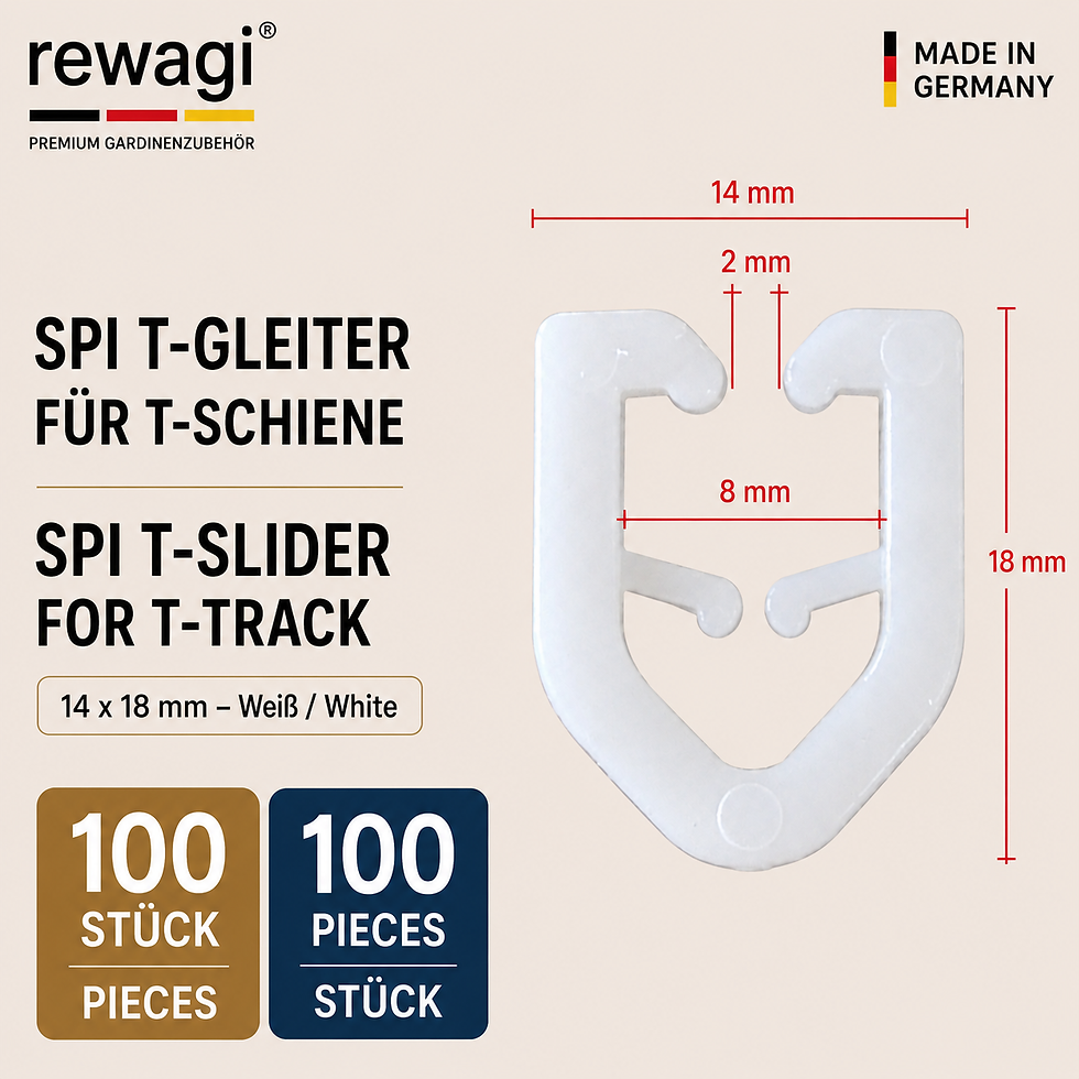 rewagi SPI Gardinen Gleiter Weiß 100 Stück für T-Schienen Made in Germany