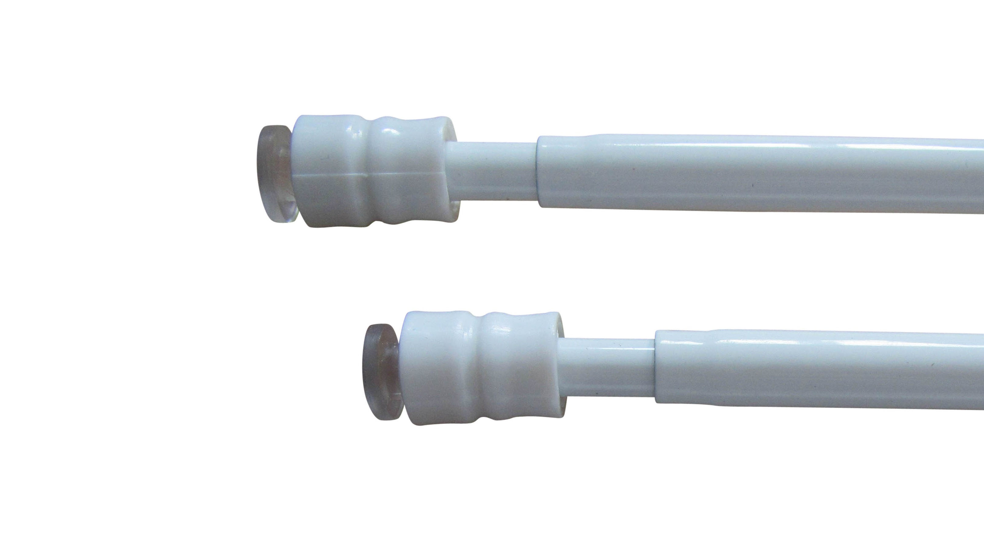 Weiße Klemmstange von rewagi® mit Ø 8mm, ausziehbar (25-100 cm), robuste Klemm-Schräubtechnik, einfache Montage ohne Bohren.