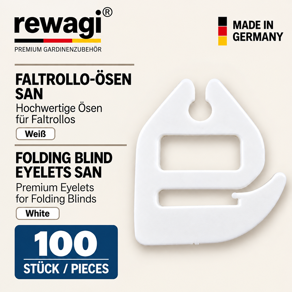 rewagi® Faltrollo-Ösen SAN in Weiß – 100 Stück, hochwertiges Zubehör für Faltrollos
