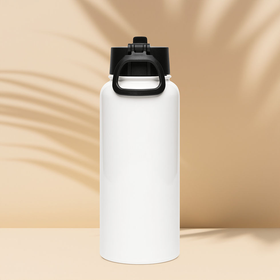 Miniaturbild: Edelstahl Trinkflasche mit Strohhalm