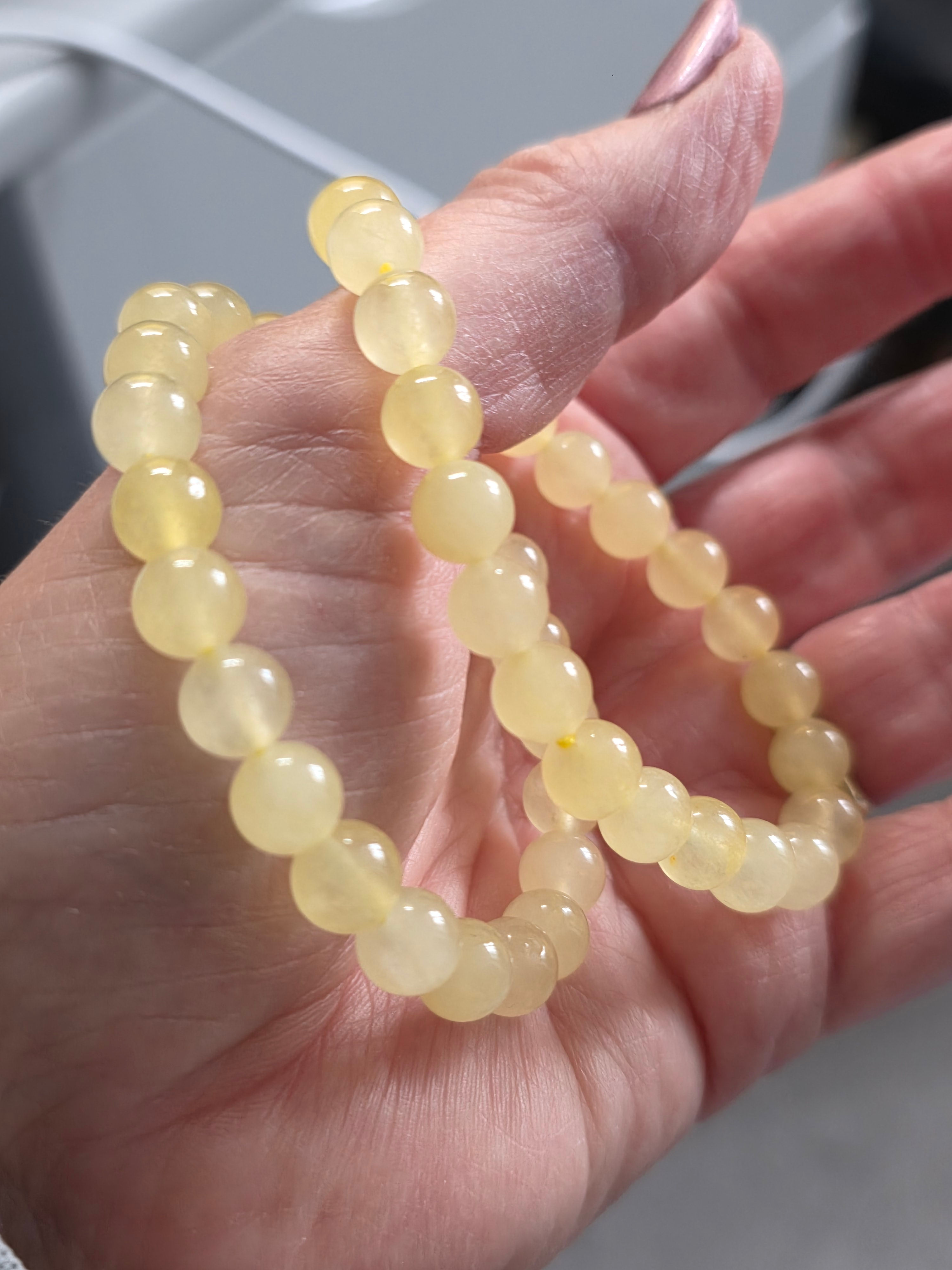 Yellow Chalcedony Crystal Beaded Bracelets 