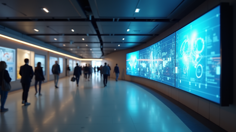 Eye-level view of digital architectural signage with interactive display