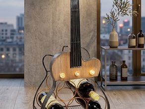 Guitar Shaped Wine Rack “Cork” for Music and Wine Lovers