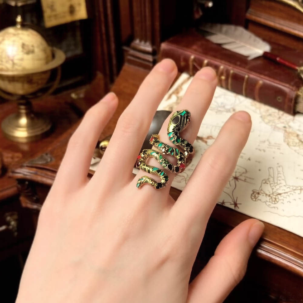 Bright Golden Snake Pave Ring