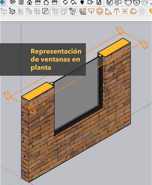 Dibujo de ventanas en planta.