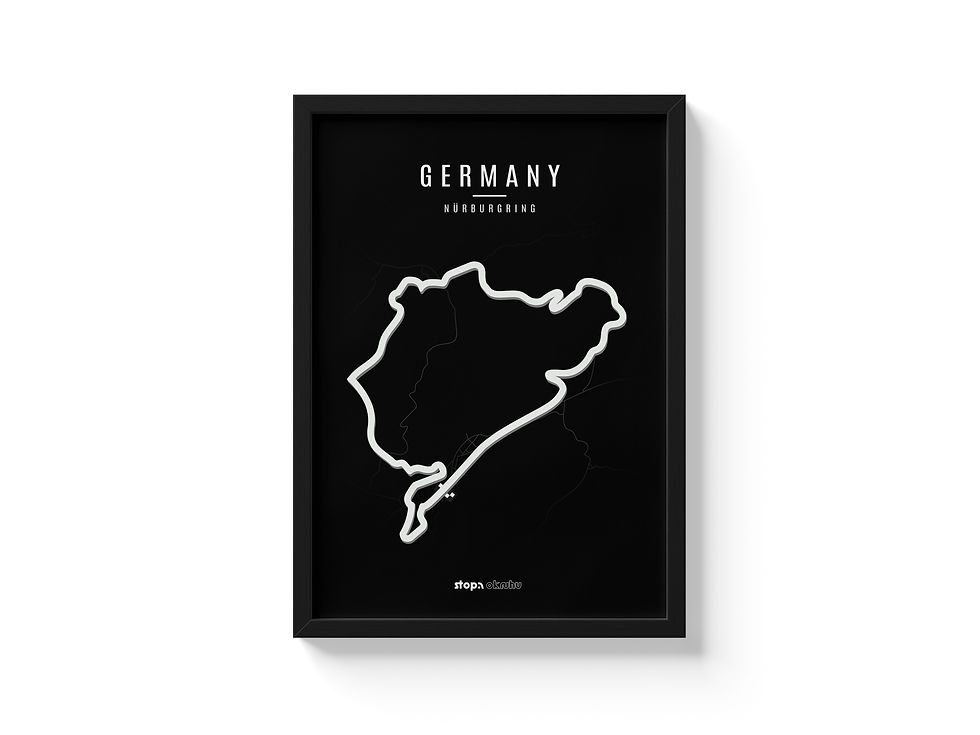 Germany Nürburgring plakát s 3D modelem okruhu – bílý