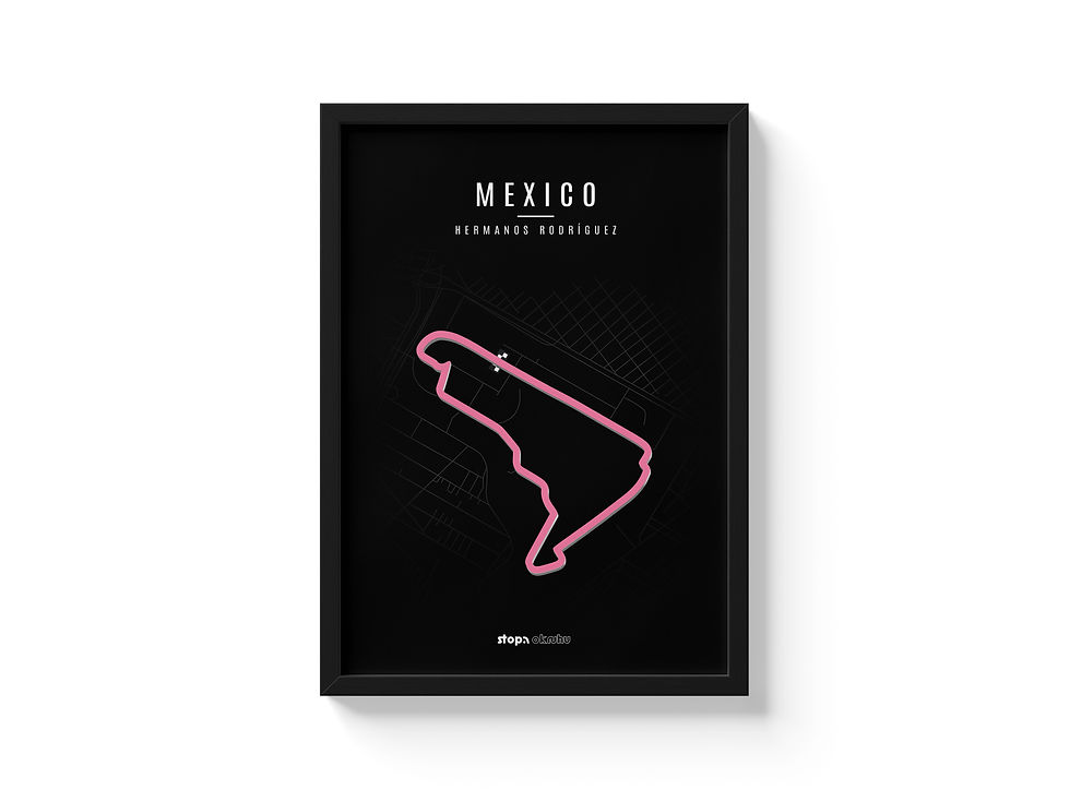 Mexico Hermanos Rodríguez plakát s 3D modelem okruhu – růžový