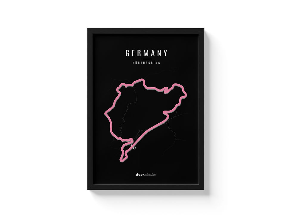 Germany Nürburgring plakát s 3D modelem okruhu – růžový