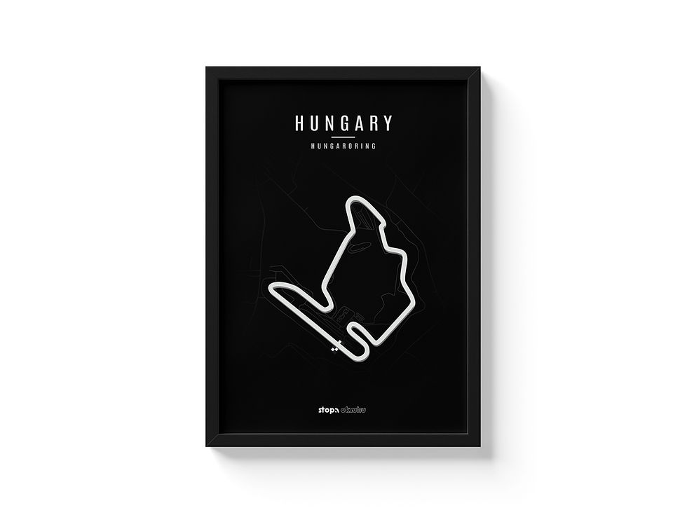 Hungary Hungaroring plakát s 3D modelem okruhu – bílý