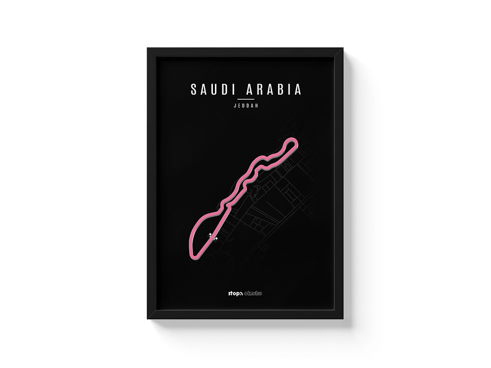 Saudi Arabia Jeddah plakát s 3D modelem okruhu – růžový