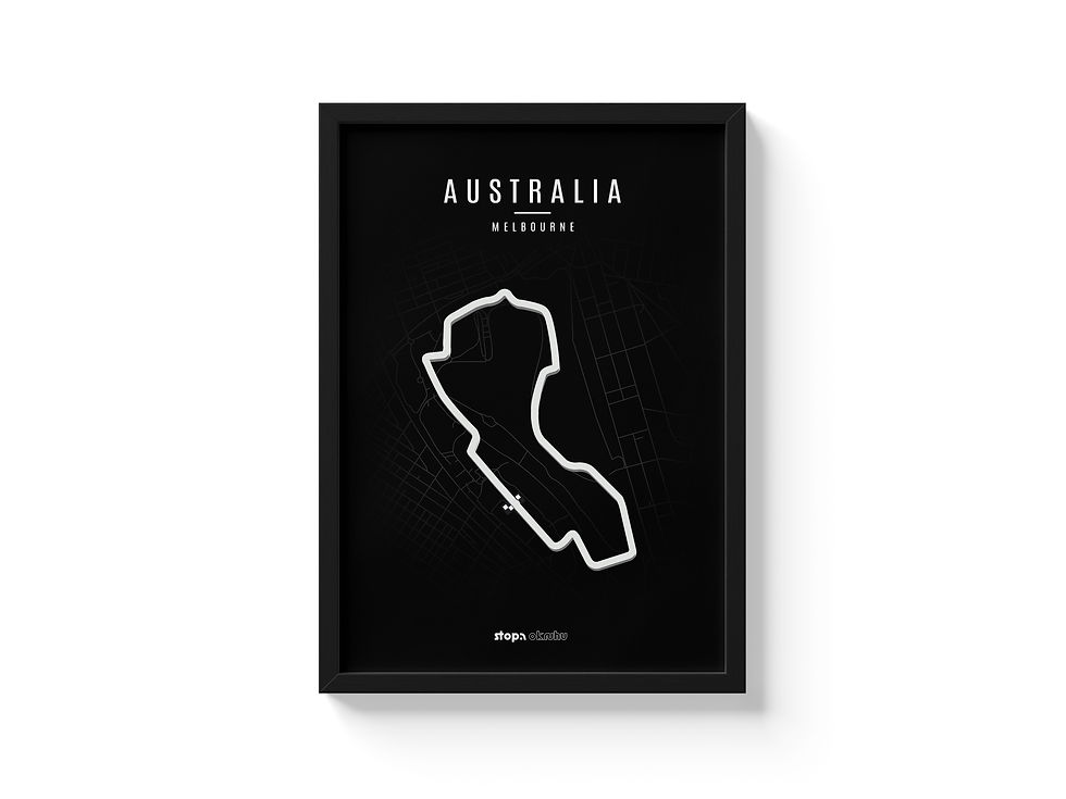 Australia Melbourne plakát s 3D modelem okruhu – bílý