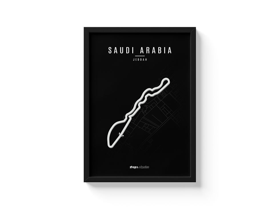 Saudi Arabia Jeddah plakát s 3D modelem okruhu – bílý