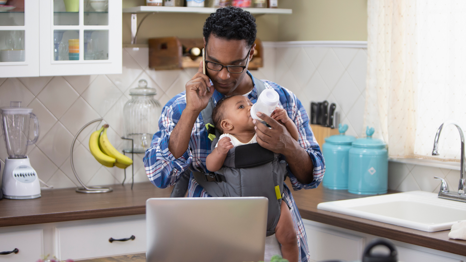 Busy parents at work