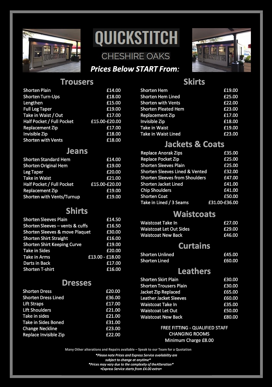 2026 price list