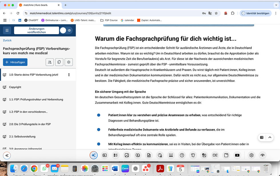 Bildschirmfoto FSP Kurs