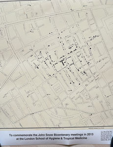 Copy of Snow's original map of cases in the 1854 cholera outbreak in London