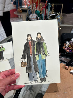 Fashion-inspired guest portraits created live at a Fendi event in Bicester Village.