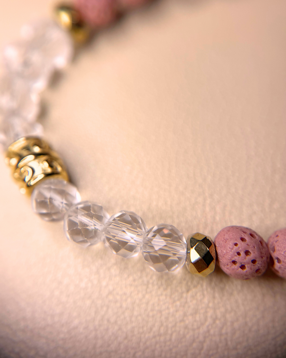 Miniature : Bracelet Pierre de Lave Rose & Cristal de Roche