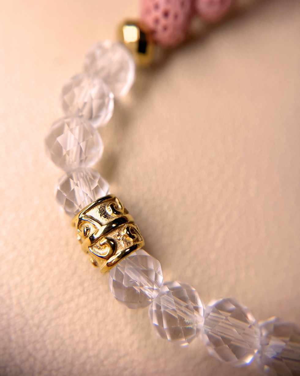 Miniature : Bracelet Pierre de Lave Rose & Cristal de Roche