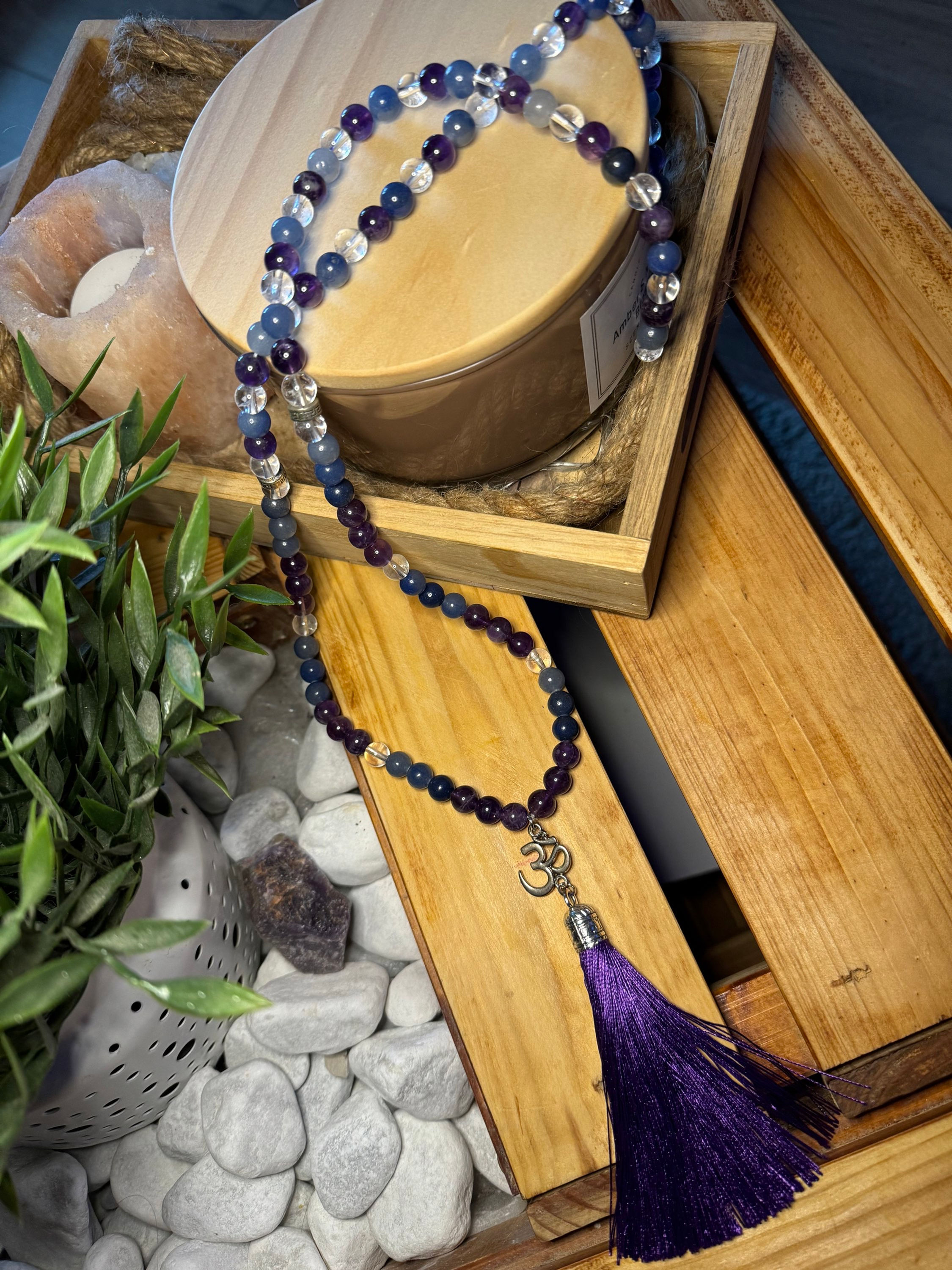 Mala - Amethyste & Aventurine & Cristal de roche
