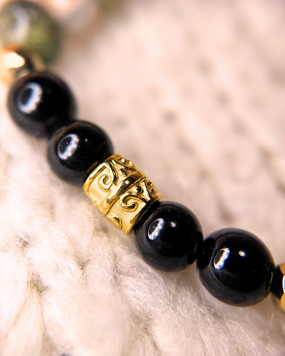 Miniature : Bracelet Aroma - Obsidienne dorée & Rhyolite