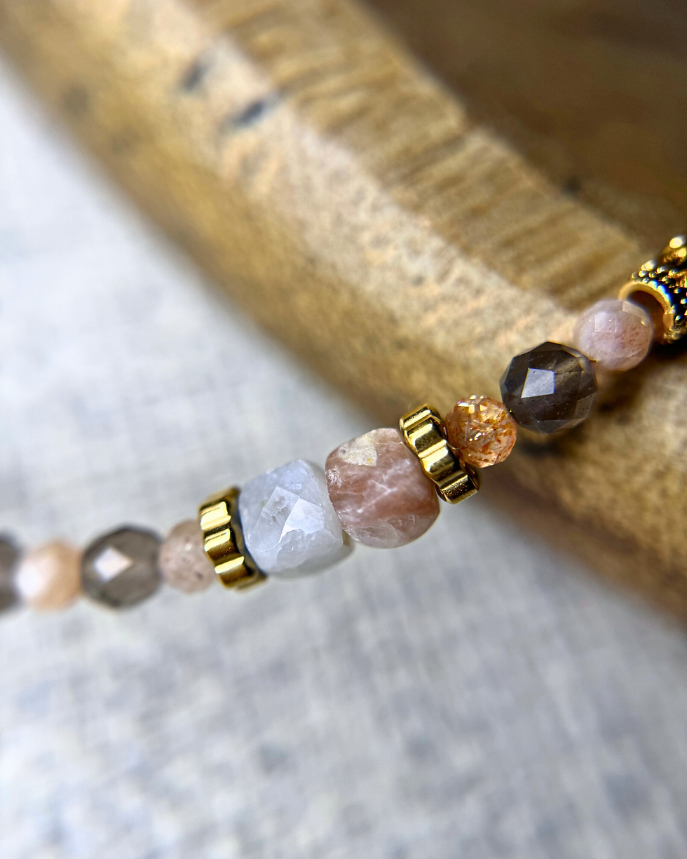 Miniature : Collier - Plum Jasper & Quartz fumé & Pierre de soleil