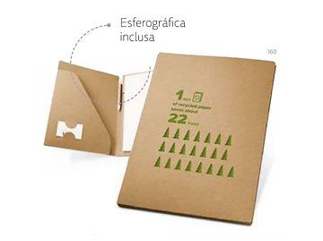 Pasta A4 em papel cartão com bloco e caneta POE - 92046