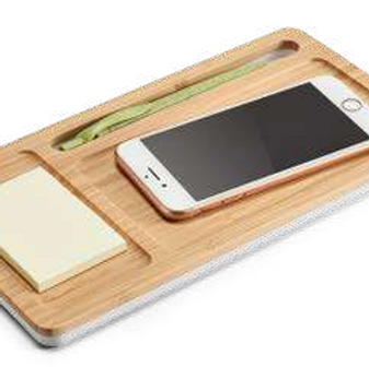 Carregador Wireless modelo organizador de Mesa em Bambu - MOTTO - 57911