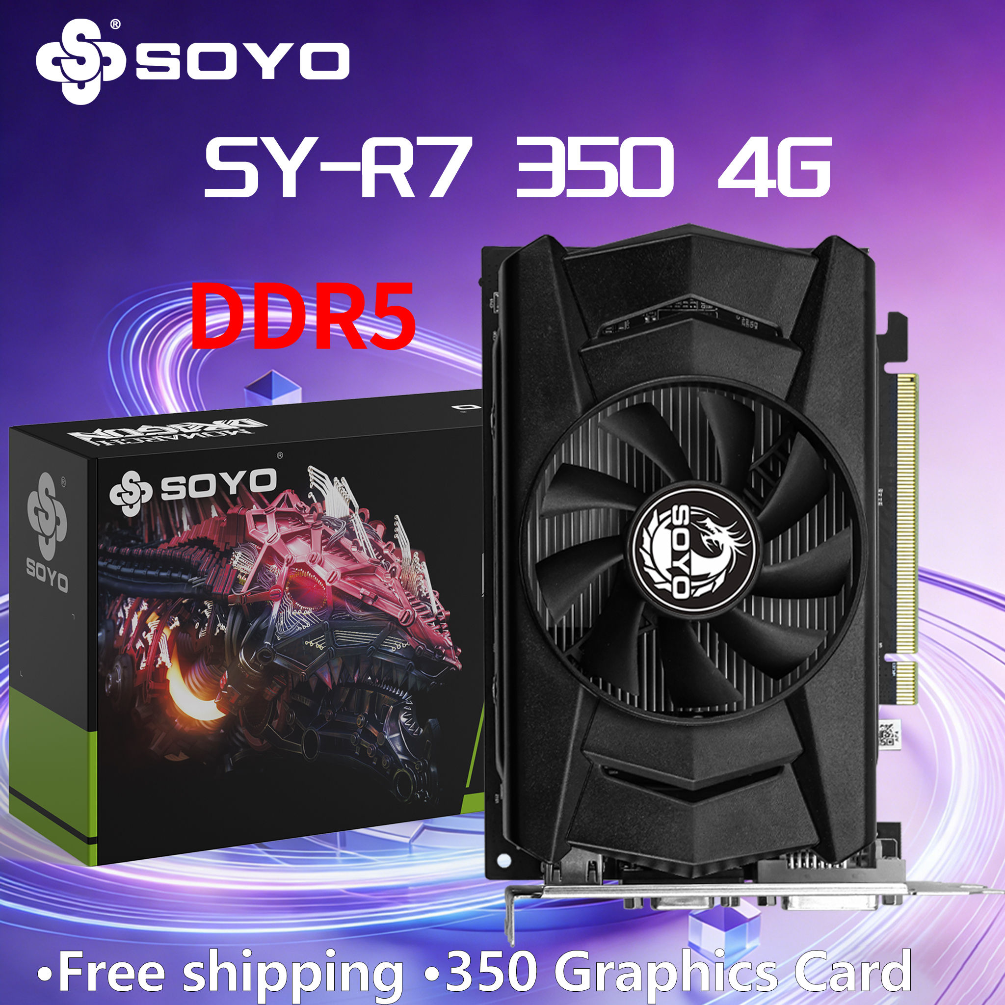 SOYO AMD Radeon R7 350 4GB GDDR5 Graphics Card Video Card PC Game Desktop Comput
