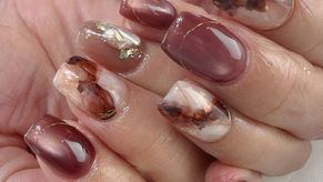 秋の🍁大理石ネイル💅★*久々のDIY🔨╒╕
