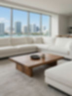 Modern living room with rents and property management views