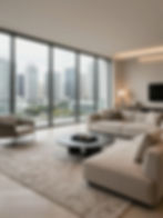 Modern living room showing rents and property management