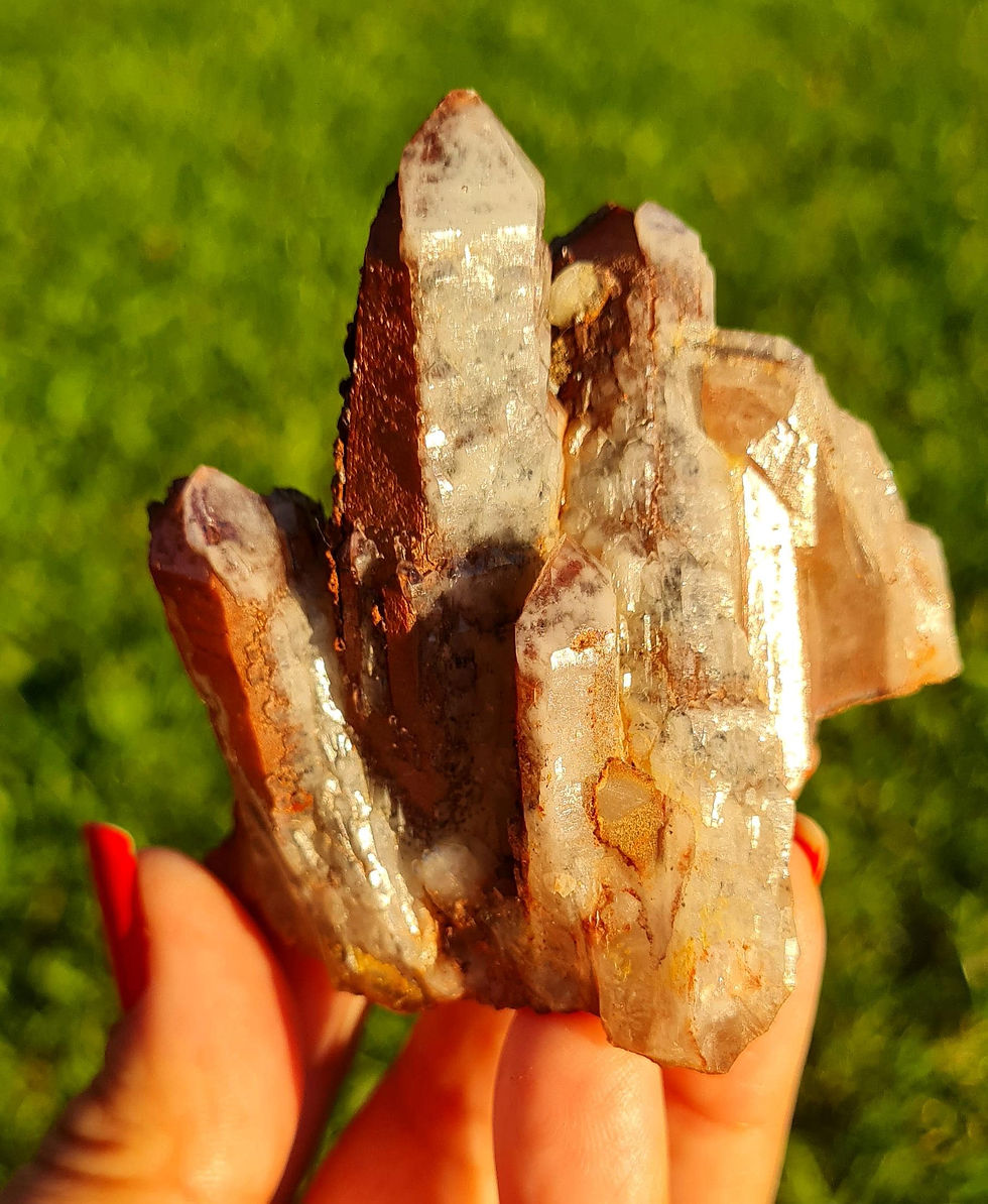 Thumbnail: Hematite-included Quartz w/ phantoms ~ Germany