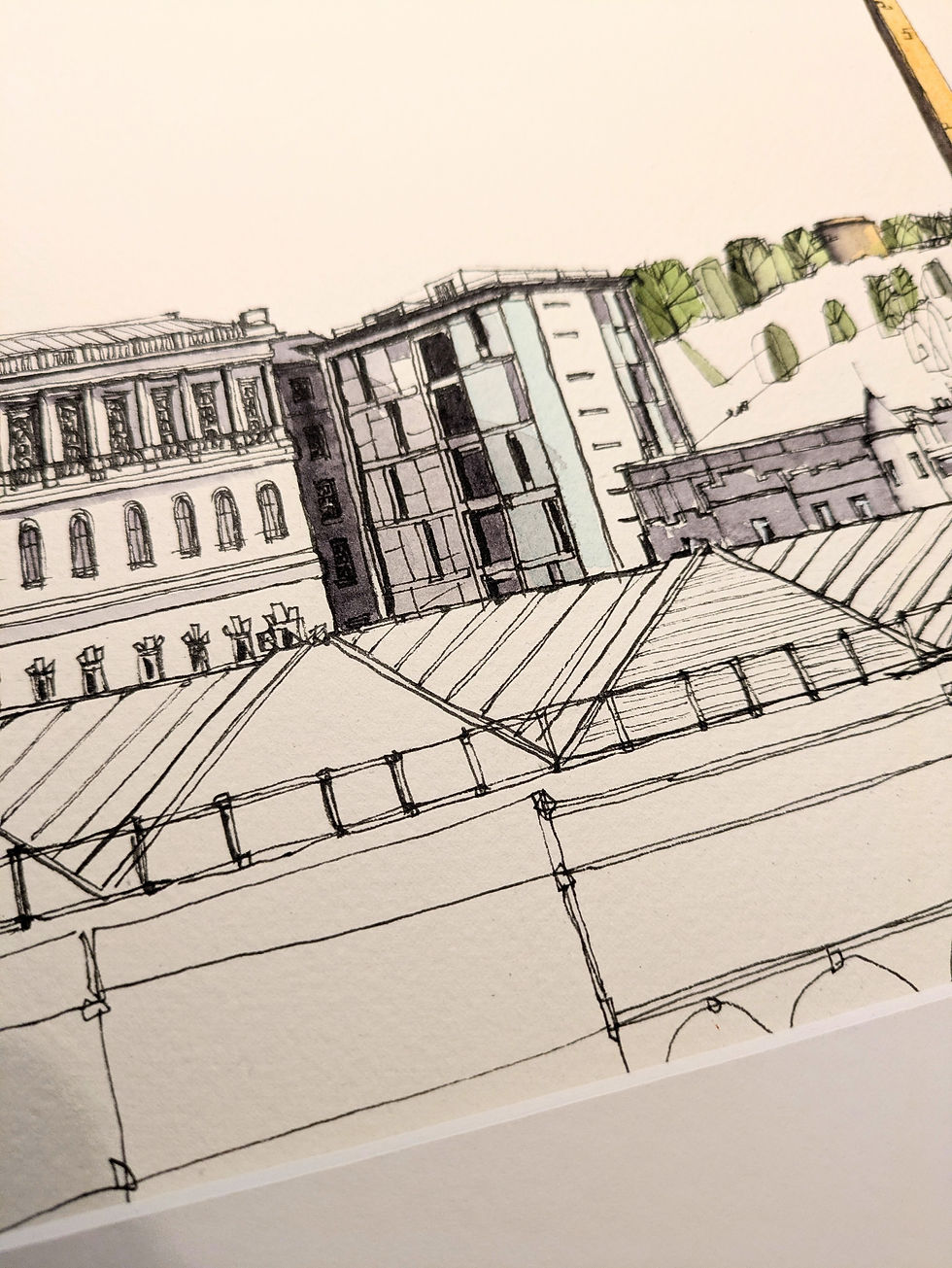 Thumbnail: Scottish Government Offices - Original Ink and Watercolour Painting