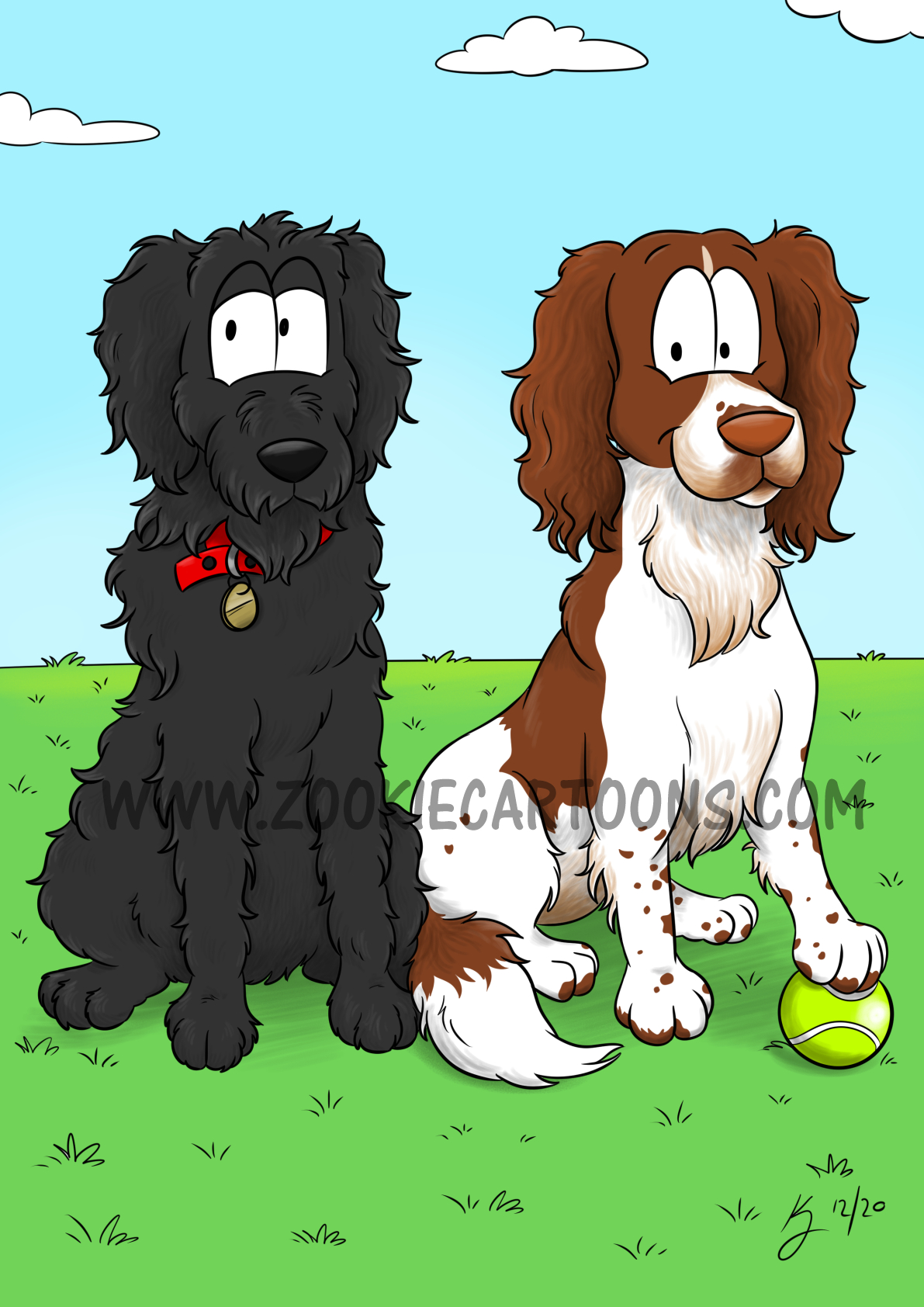 Pet Caricature Rufus and Murphy WM