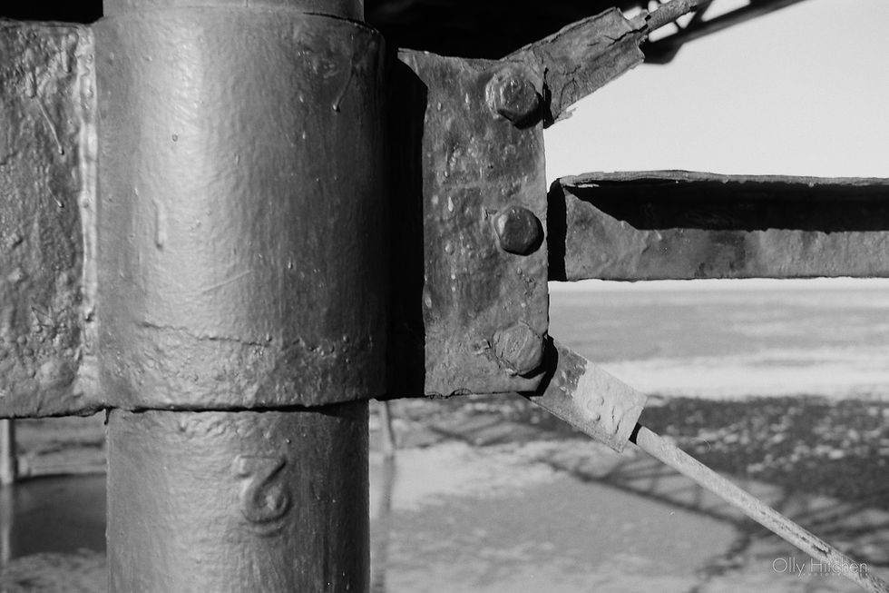 Part of the pier supports, Southport. Delta 100 in my Rollei 35B and developed in 510 Pyro with the Ago Film Processor.