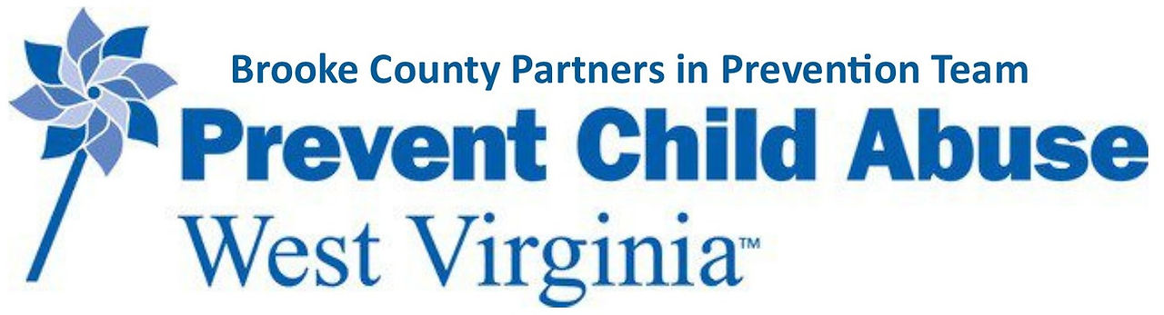 Older PIP logo for Brooke County, with simple blue and while colors and a blue pinwheel. 