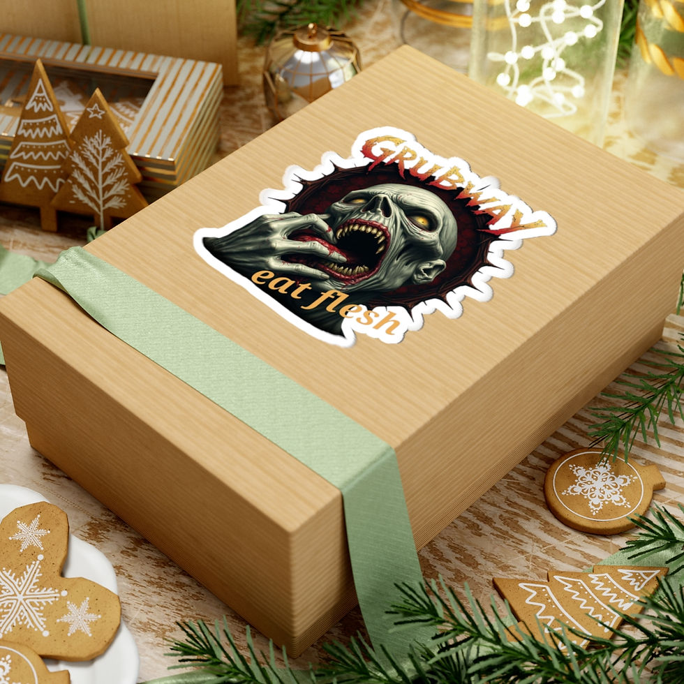 Thumbnail: Grubway Eat Flesh Zombie Kiss-Cut Stickers | Horror Decal for Laptop & Car