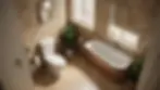 High angle view of bathroom equipped with grab bars for safety