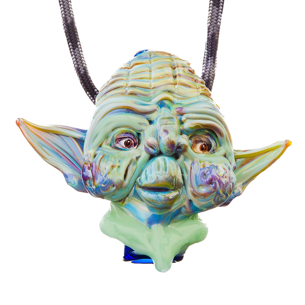 Fire Sculpted Yoda Pendant with Boheme