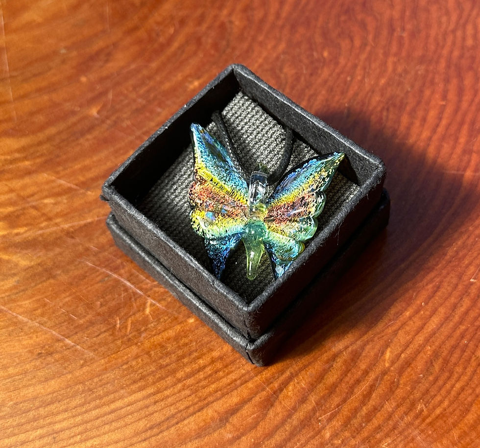 Glass Butterfly Necklace - Butterfly Pendant - Birthday Gift For Her - Anniversary Gift - Handblown Butterfly Glass Jewelry - Torchwork