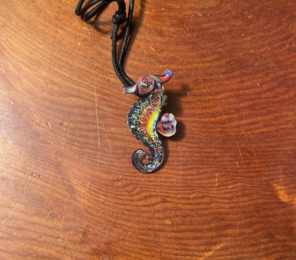 Seahorse Glass Pedant Necklace