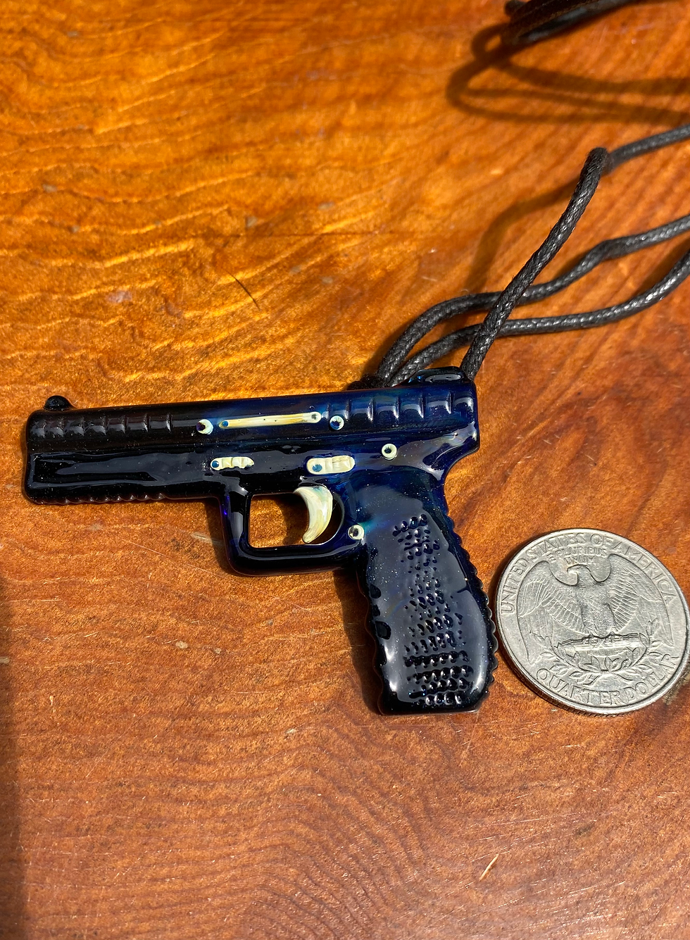 Lampwork Gun - Glass Pendant Necklace