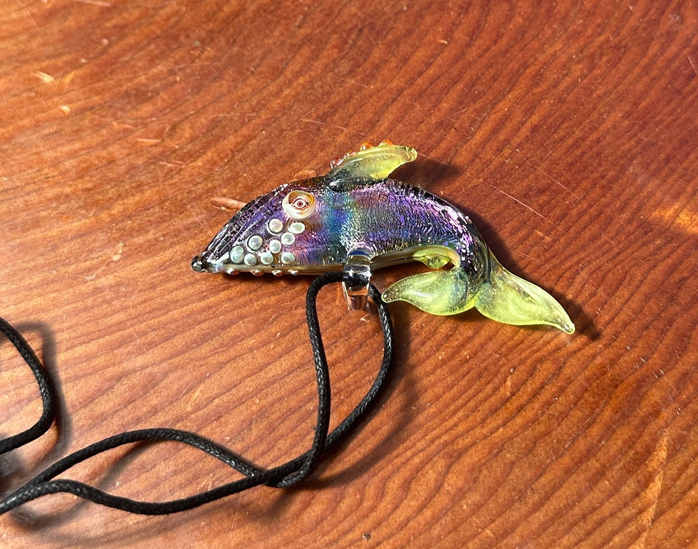 Whale Necklace - Blown Glass - Sea Glass Jewelry Statement Necklace - Blown Glass - Ocean Necklace - Handblown Glass Sea Creature Necklace