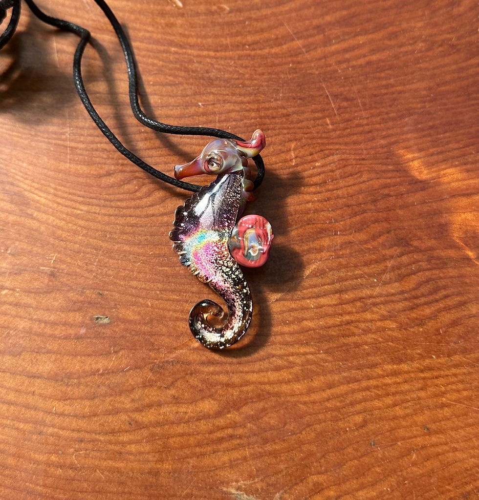 Seahorse Glass Pendant Necklace