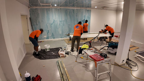 Retail shop renovation floor and wall tiling Brisbane CBD — commercial grade porcelain tiles shop refurbishment Brisbane city centre professional installation