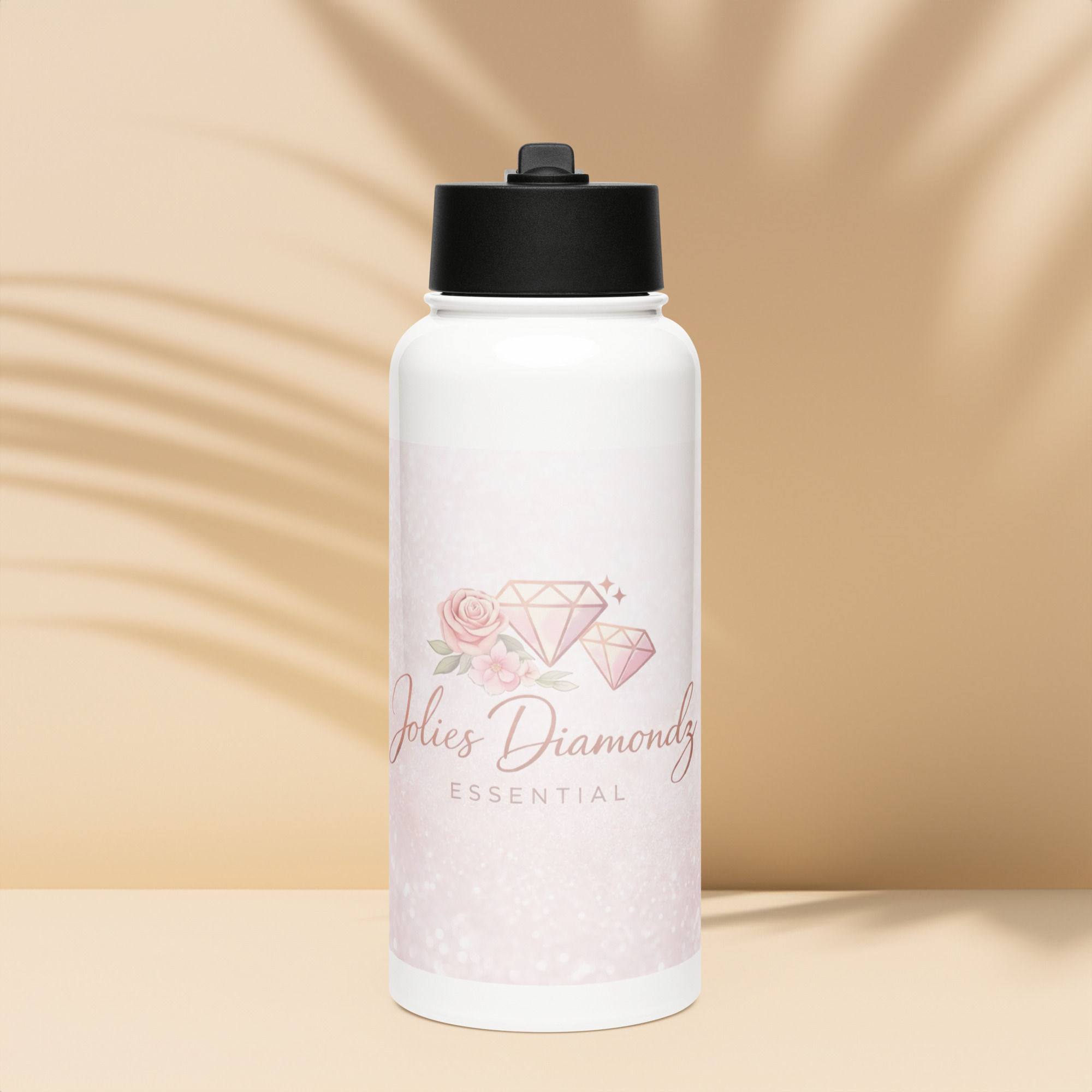 Stainless steel water bottle with a straw lid