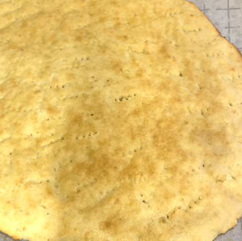 baked cauliflower pizza base - front view 