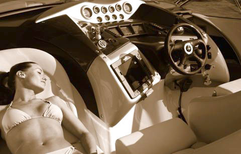 Rest and relaxation on board a Cranchi motorboat.