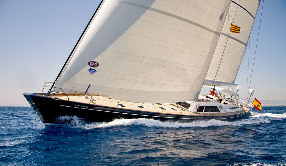 Powerful sailing boat Imagine beating to windward under full canvass with helmsman on aft deck.